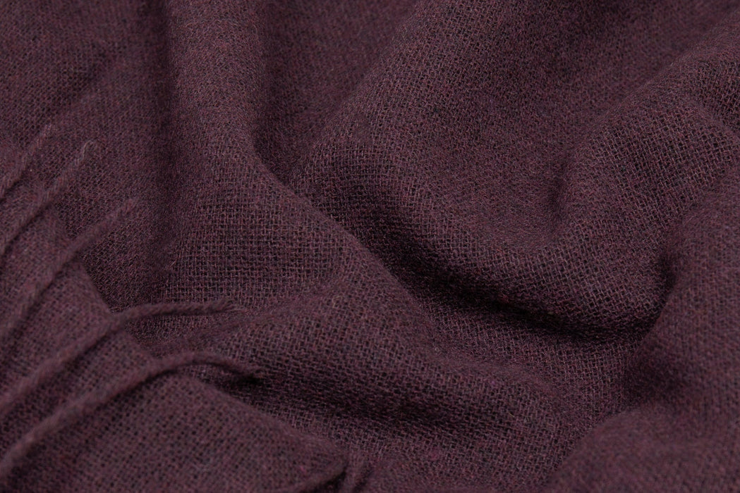 Paddington Throw - Fine Wool Blend Blanket Skillfully Woven in Europe Skin-safe  - Plum