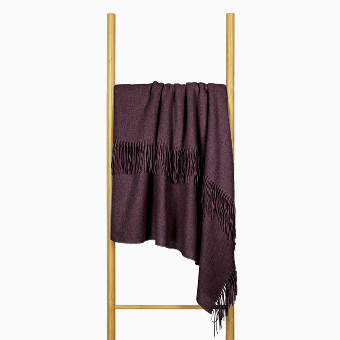 Paddington Throw - Fine Wool Blend Blanket Skillfully Woven in Europe Skin-safe  - Plum