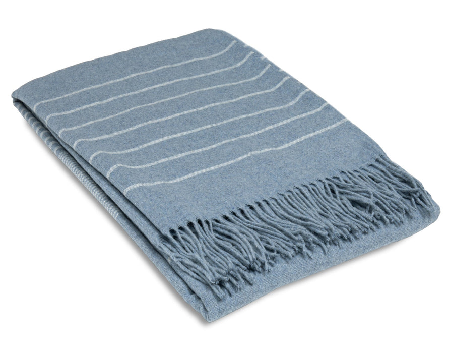 Paddington Throw - Fine Wool Blend Blanket Skillfully Woven in Europe Skin-safe  - Forever Blue