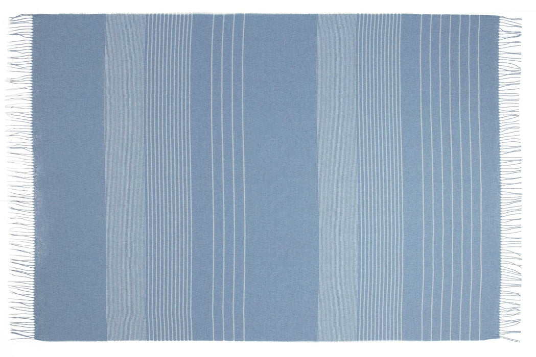 Paddington Throw - Fine Wool Blend Blanket Skillfully Woven in Europe Skin-safe  - Forever Blue