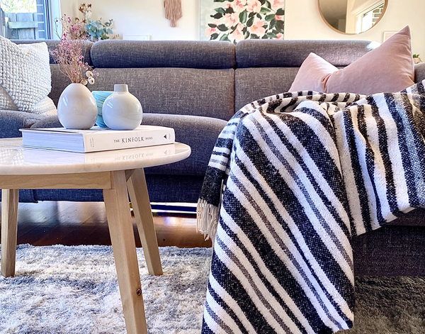 Richmond Throw - Reclaimed Wool Blend Blanket Skillfully Woven in Europe Skin-safe  - Monochrome