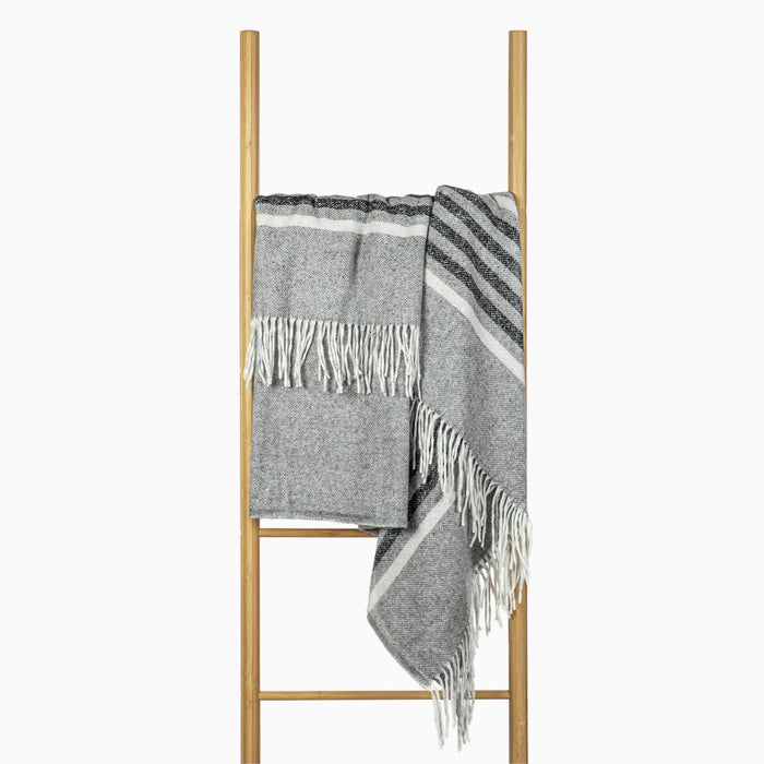 Richmond Throw - Reclaimed Wool Blend Blanket Skillfully Woven in Europe Skin-safe  - Grey