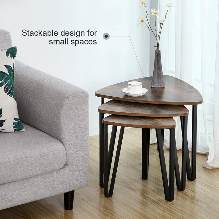 Vintage Nesting Coffee Table Set of 3 Imaginative Play Adorable Space-saving Tiny House Trend