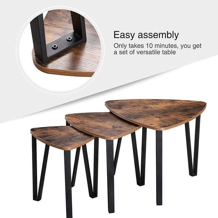 Vintage Nesting Coffee Table Set of 3 Imaginative Play Adorable Space-saving Tiny House Trend