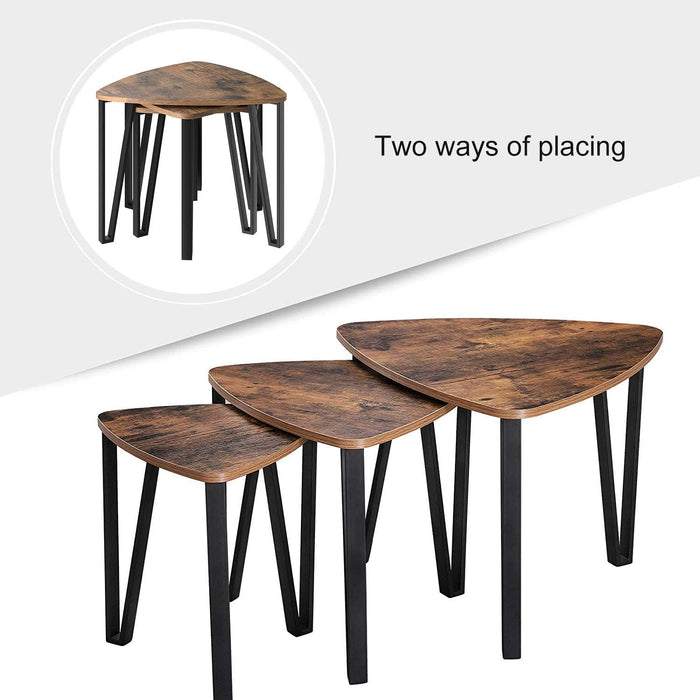 Vintage Nesting Coffee Table Set of 3 Imaginative Play Adorable Space-saving Tiny House Trend
