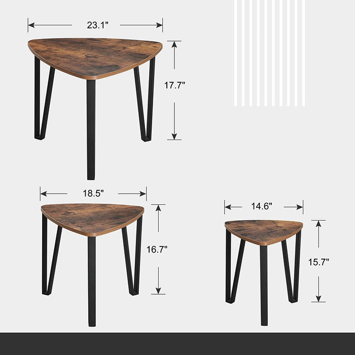Vintage Nesting Coffee Table Set of 3 Imaginative Play Adorable Space-saving Tiny House Trend