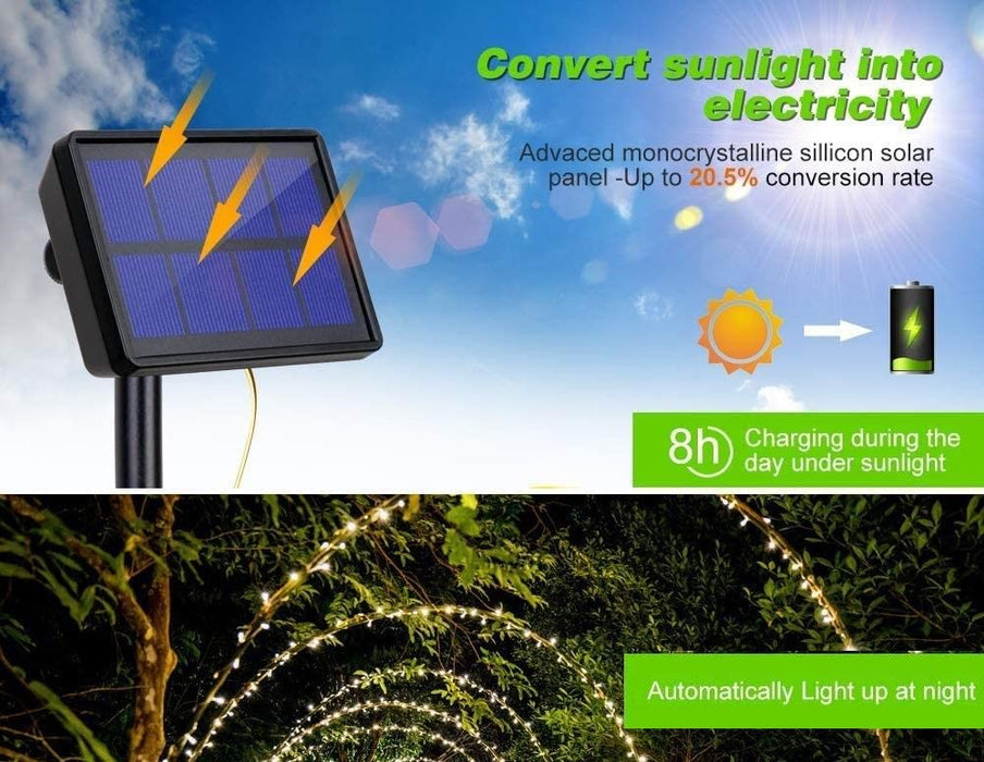 200 Waterproof LED Solar Fairy Light Outdoor With 8 Lighting Modes For Home Garden And Decoration