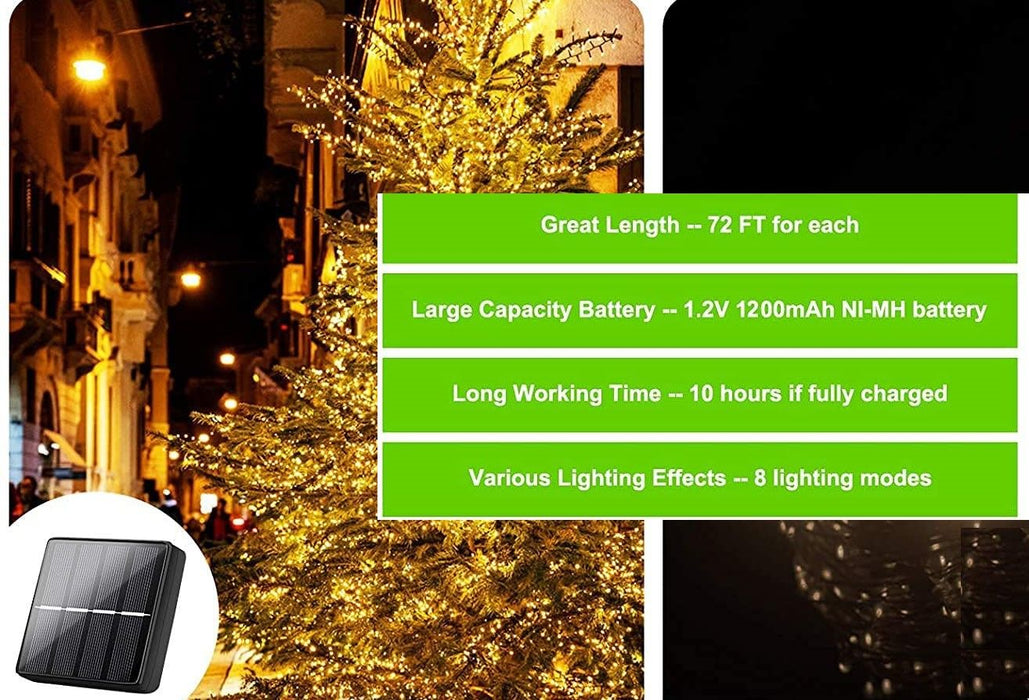 200 Waterproof LED Solar Fairy Light Outdoor With 8 Lighting Modes For Home Garden And Decoration