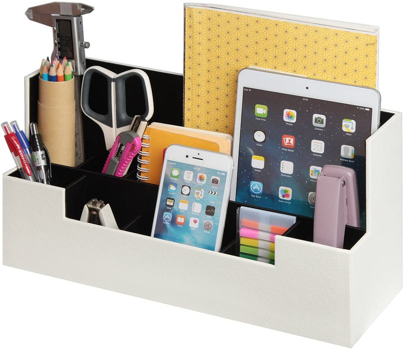 Desk Supplies Office Organizer Caddy Modern Design Multi Function High Quality (White)