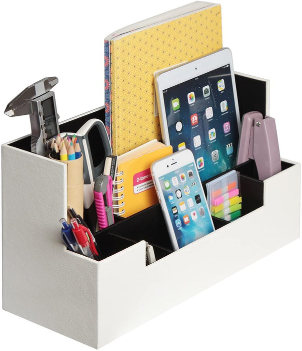 Desk Supplies Office Organizer Caddy Modern Design Multi Function High Quality (White)