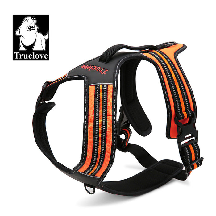 Truelove No-Pull Dog Sleek Sports  Puppy Reflective Heavy Duty Harness Orange XL