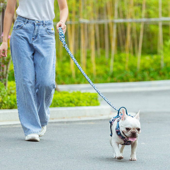Truelove Dog Doggie Easily Hook Floral Multi Handle Saxony Blue - L