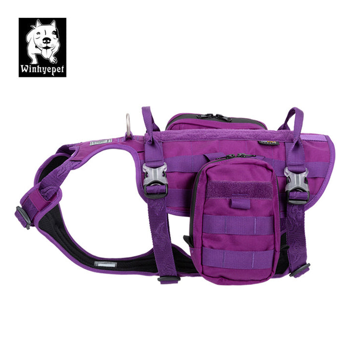 Truelove Dog Adjustable Buckles Side Pocket Waterproof Whinhyepet Military Harness Purple M