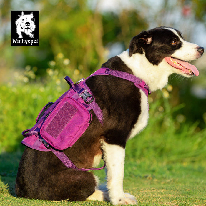 Truelove Dog Adjustable Buckles Side Pocket Waterproof Whinhyepet Military Harness Purple M
