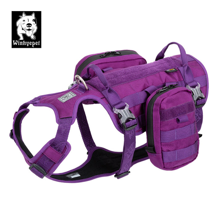 Truelove Dog Adjustable Buckles Side Pocket Waterproof Whinhyepet Military Harness Purple M