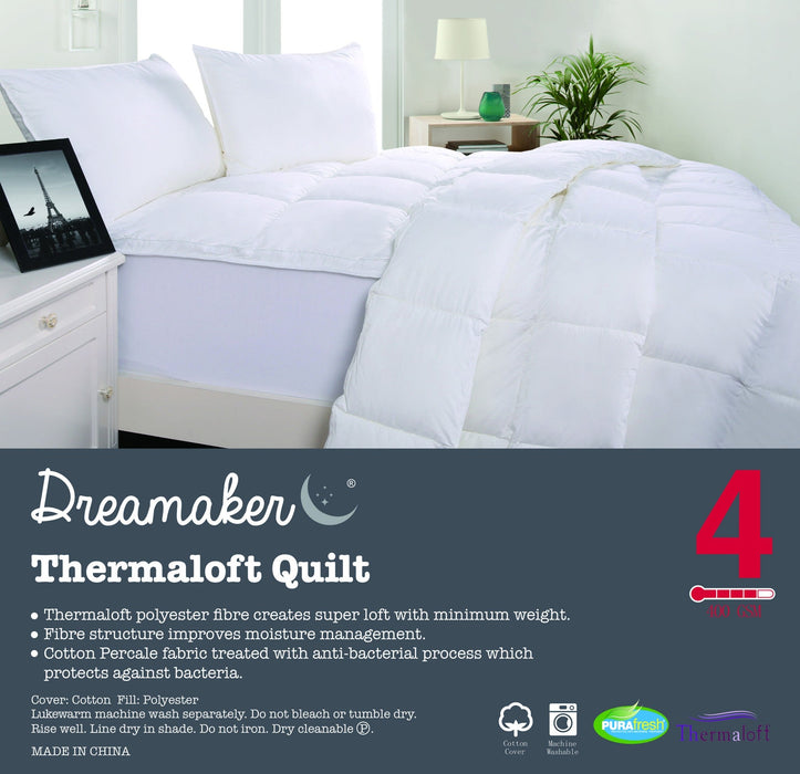 Dreamaker Thermaloft Quilt 400Gsm Machine Washable Double Bed