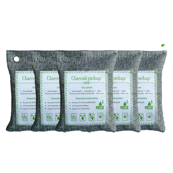 5PCS Air Purifying Bags Activated Bamboo Charcoal Freshener For Car Home Shoes 200g