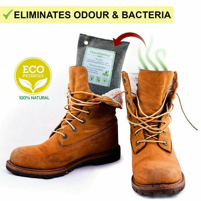 5PCS Air Purifying Bags Activated Bamboo Charcoal Freshener For Car Home Shoes 200g