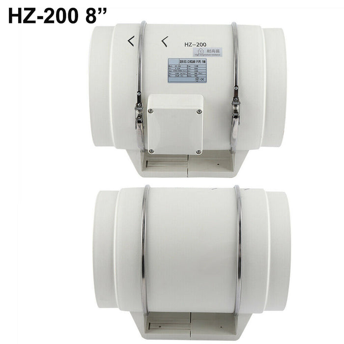 8" Inch Silent Extractor Fan Duct Hydroponic Inline Exhaust Vent Industrial - White