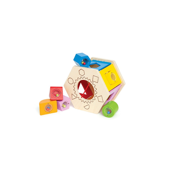 Shake And Match Shape Sorter Hape Shake and Match Toddler Wooden Shape Sorter Toy Multicolor