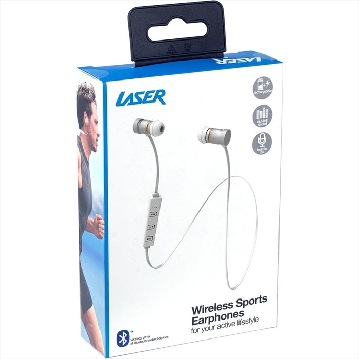 Wireless Bluetooth - White Headphones Laser Wireless Sport Earphones