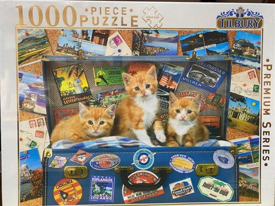 Kittens In Suitcase Comical Animals 1000 Piece Puzzle  Jigsaw Puzzle
