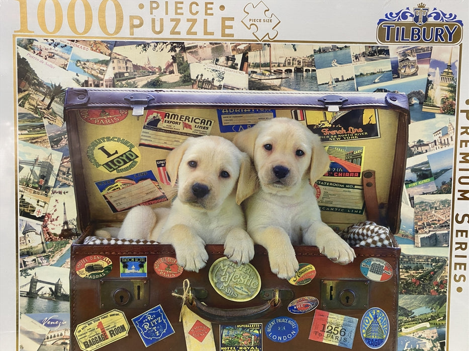 Dogs Puppies In Suitcase - 1000 Piece Puzzle Jigsaw Puzzle Brand New