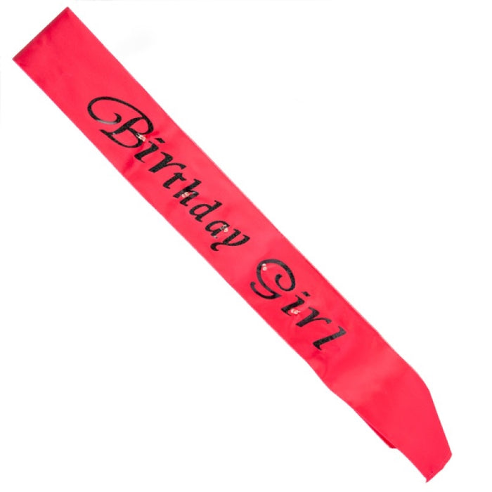 Hot Pink Birthday Girl Flashing Sash Birthday Bunting Decoration Party Supplies Favours