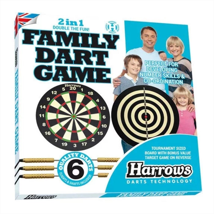 Family Dartboard 2 In 1 Game Harrows 2-in-1 Family/Kids Dart Game Board Sports Dartboard Target w/Dart Pins