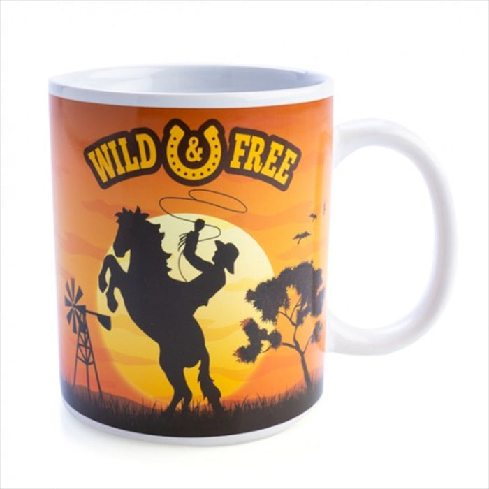 Wild And Free Cowboy Mug Mug: Wild And Free Gift  Home Office Best Gift  Tea Cup Novelty Gift
