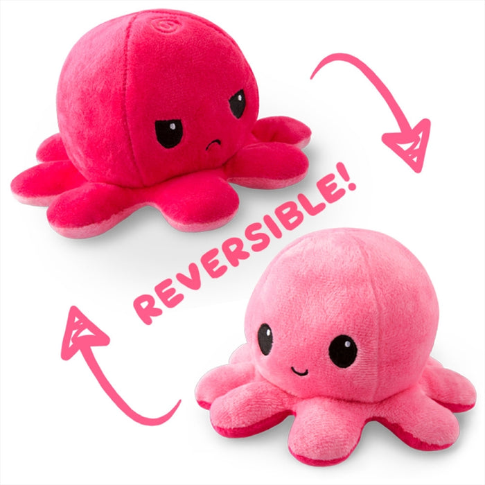 Reversible Plushie Plush Toy For Children Toddlers Babies Octopus Mood Plushie Plushy- Octopus Pink/Light Pink