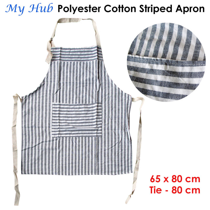 My Hub Polyester Cotton Striped Apron 65 x 80 cm Machine Washable