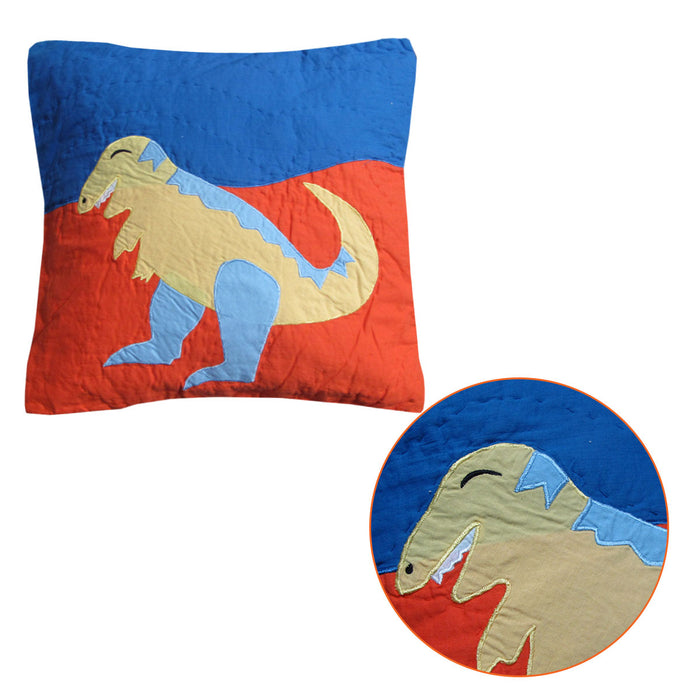 Dinosaur Embroidered Filled Cushion Square Cushion 40 x 40 cm  100% Cotton Cover