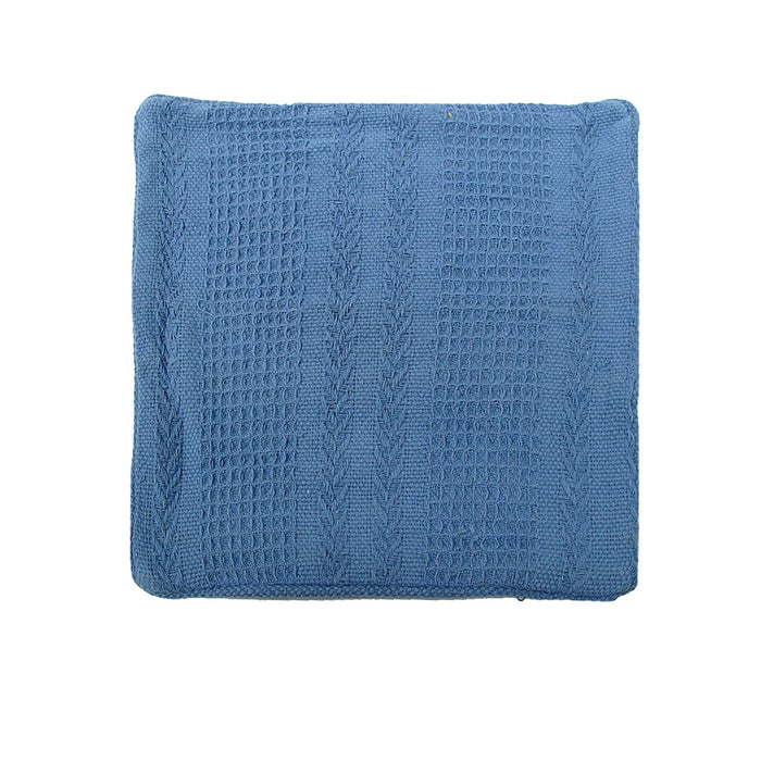 Cotton Knitted Cushion Cover Herringbone  Blue 43 x 43 cm 100% Cotton Hearts &  Herringbone Patterns Machine Washable