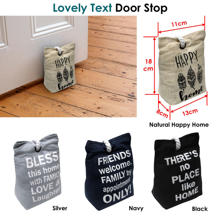Door Stop Bag Navy Approx 0.98kg 18 x 11 x 8 cm Text Quotes Print