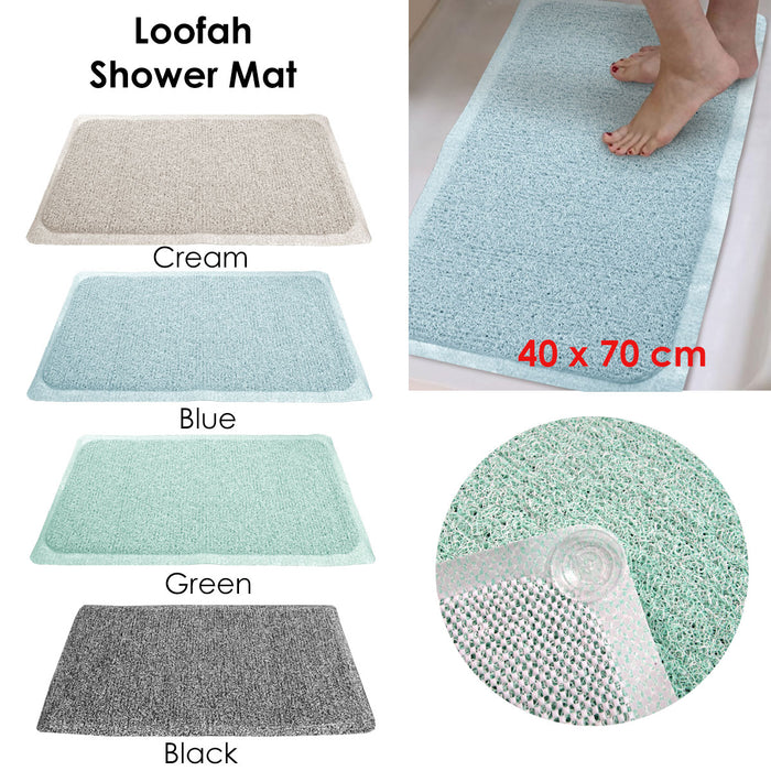Loofah Shower Mat Tub Shower Bathroom Cream 40 cm x 70 cm Woven Design Fast Drying