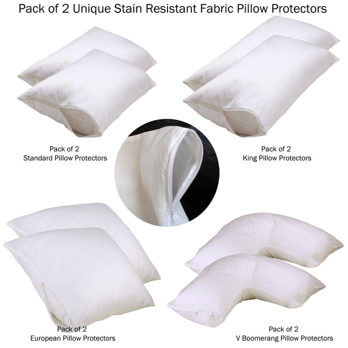 Set of 2 Stain Resistant Pillow Protectors Machine Washable King