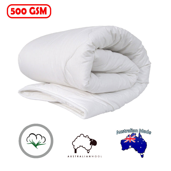 500GSM Australian Wool Quilt Cot Size 90 x 120 cm Machine Washable
