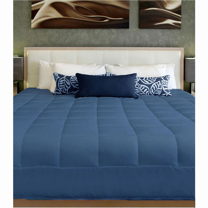 2 in 1 Cushion Quilt Pad Navy Single 140 x 210 cm / 45cm x 45cm Machine Washable
