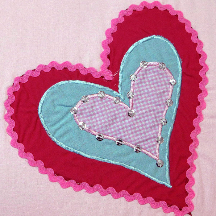 Amia Hearts Embroidered Quilt Cover Set Single Polyester Cotton Machine Washable
