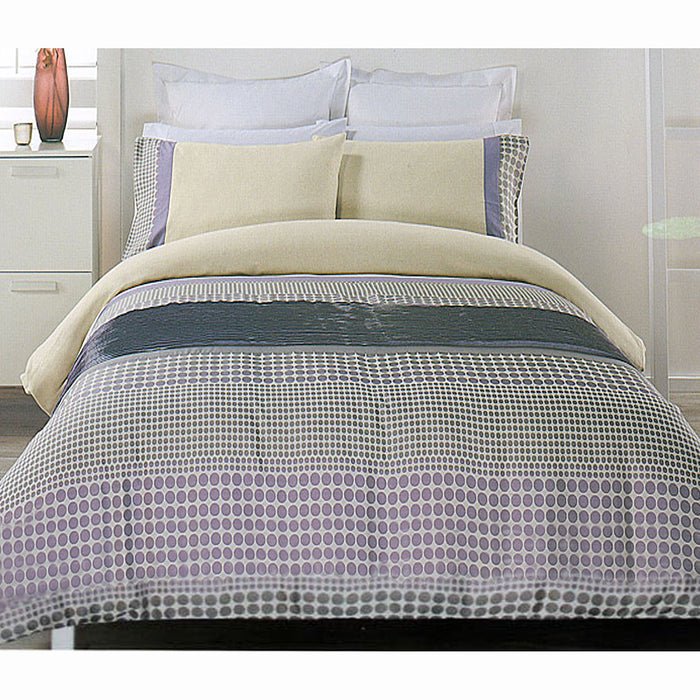 Brie Lilac Grey Quilt Cover Set Polyester Cotton 210 cm x 210 cm QUEEN