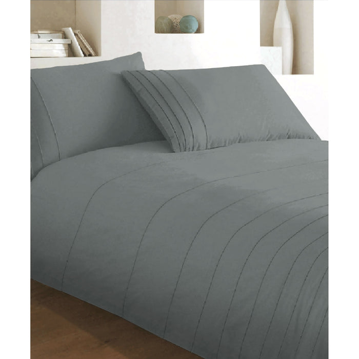 Brooklyn Charcoal Quilt Cover Set 250 Thread Count 100% Cotton 240 x 210 cm King