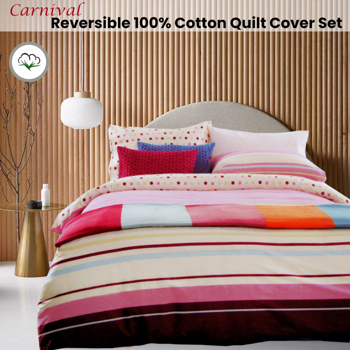 Atmosphere Carnival Reversible Quilt Cover Set 100% Cotton 210 x 210 cm Queen