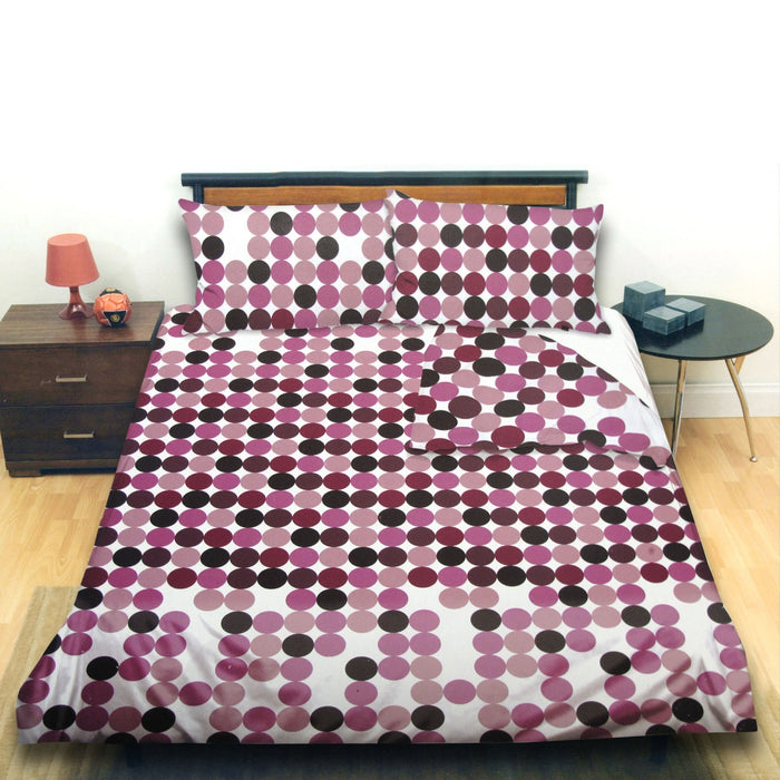 Opus Dots Mauve Quilt Cover Set Queen 210 x 210 cm Machine Washable