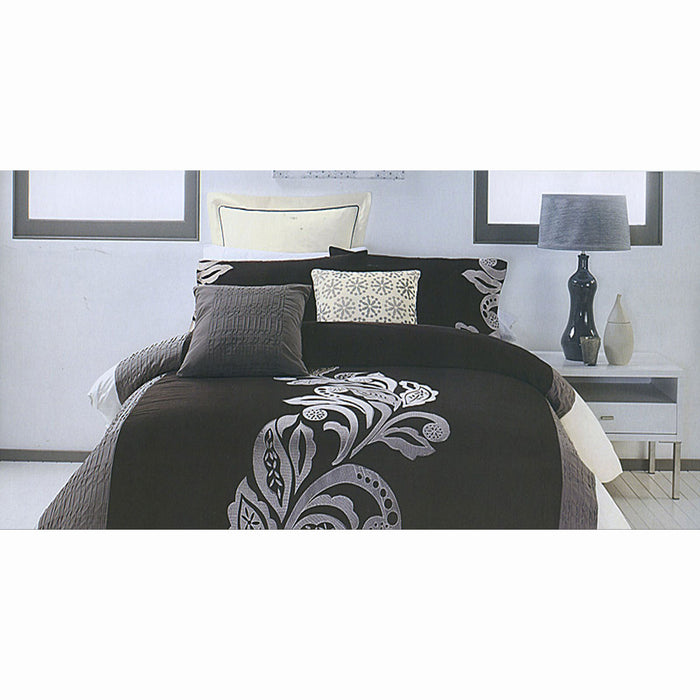 Pierre Black Grey Quilt Cover Set Polyester Cotton 245 cm x 210 cm KING