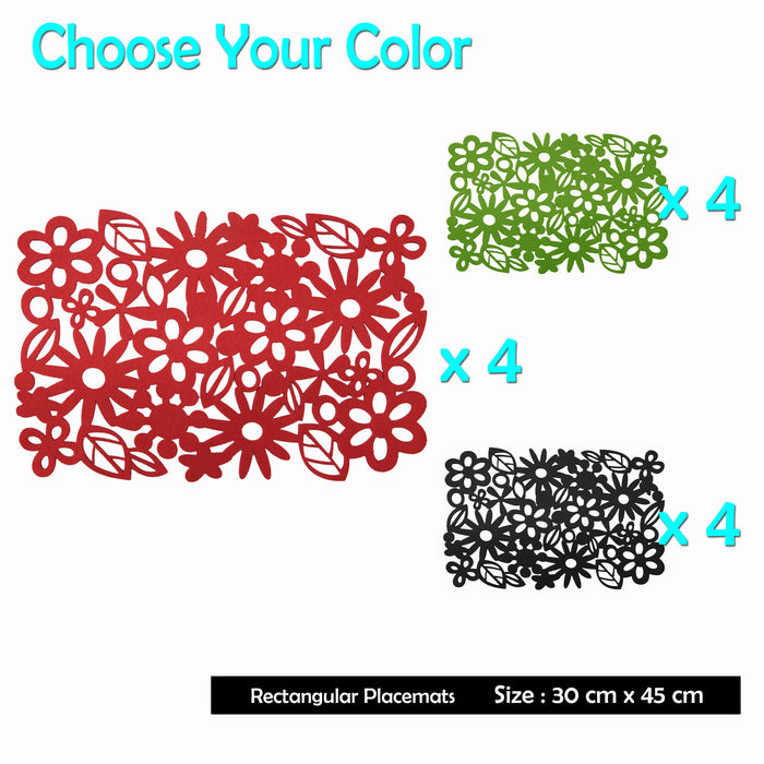 Choice Set of 4 Felt Rectangular Table Placemats Non-Slip Heat Resistant Cup Mats Pads Black