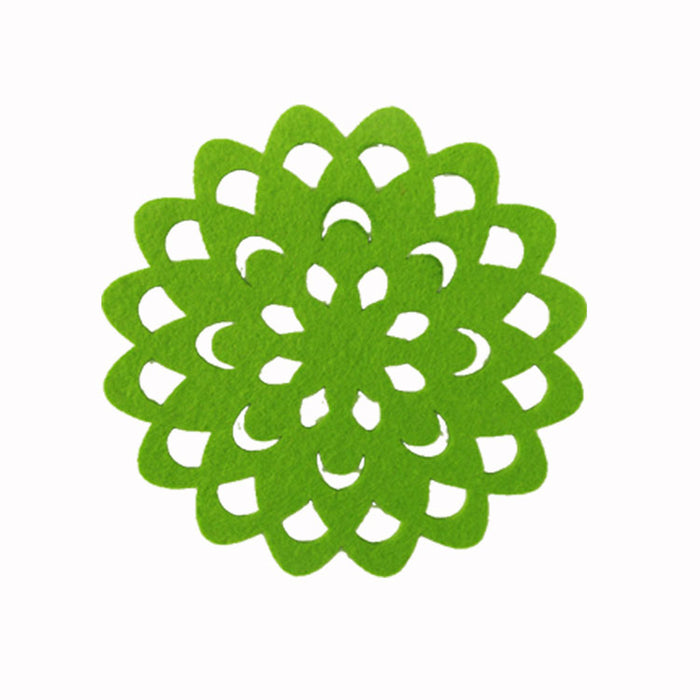 Choice Set of 4 Hollow Out Felt Round Table Coasters Non-Slip Heat Resistant Cup Mats PadsGreen