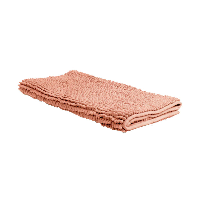 Chenille Toggle Bath Mat 50 x 80cm Coral Ultra Absorbent Rug for Tub Shower and Bathroom