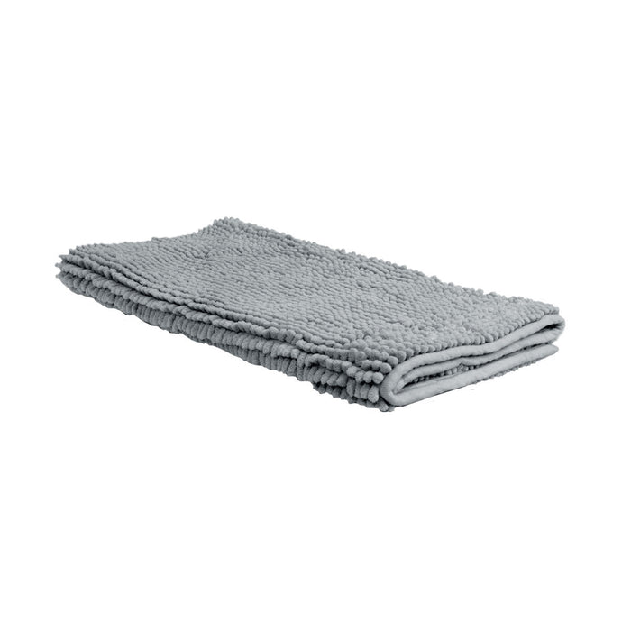 Chenille Toggle Bath Mat 50 x 80cm Grey Ultra Absorbent Rug for Tub Shower and Bathroom