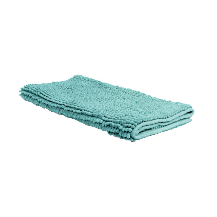 Chenille Toggle Bath Mat 50 x 80cm Teal Ultra Absorbent Rug for Tub Shower and Bathroom